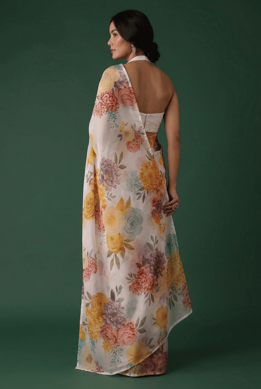 Printed chiffon Saree