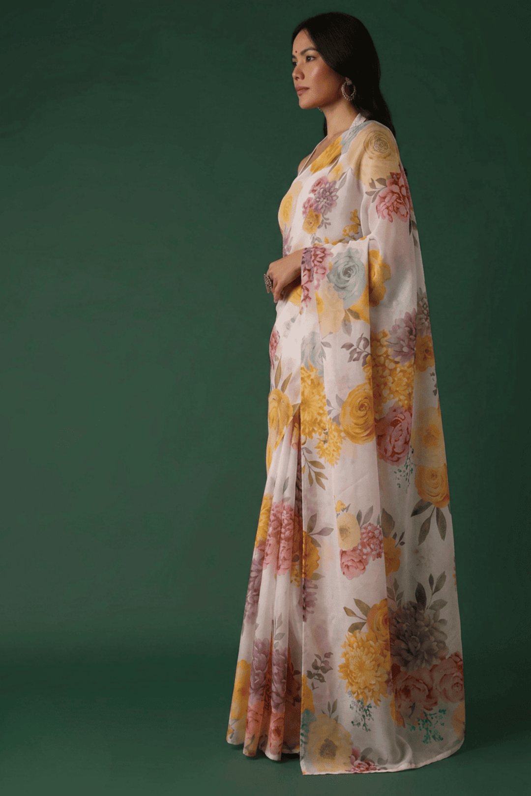 Printed chiffon Saree