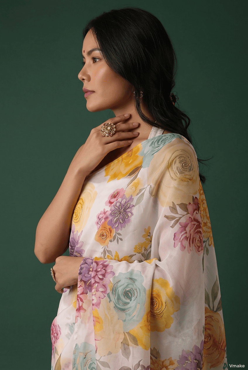 Printed chiffon Saree