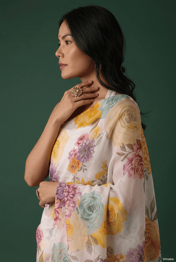 Printed chiffon Saree