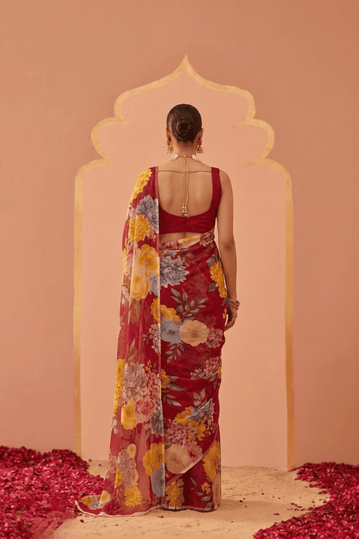 Printed chiffon Saree