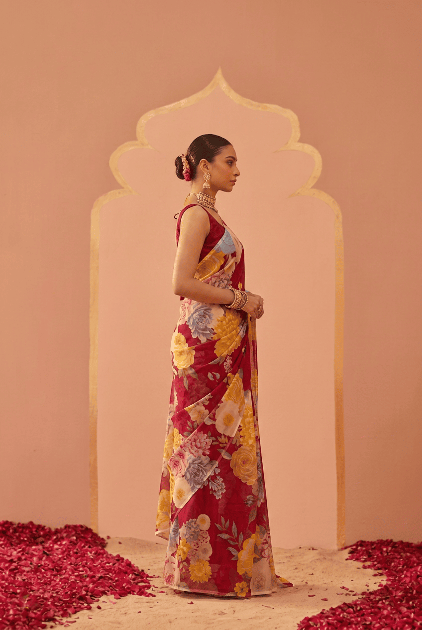 Printed chiffon Saree