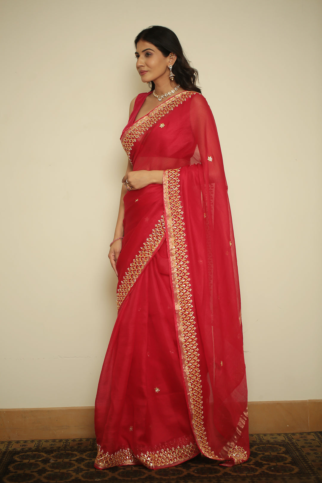 kota silk Saree with Dori, Gota, Gota Patti, Sequins work.