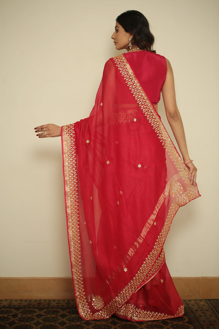 kota silk Saree with Dori, Gota, Gota Patti, Sequins work.