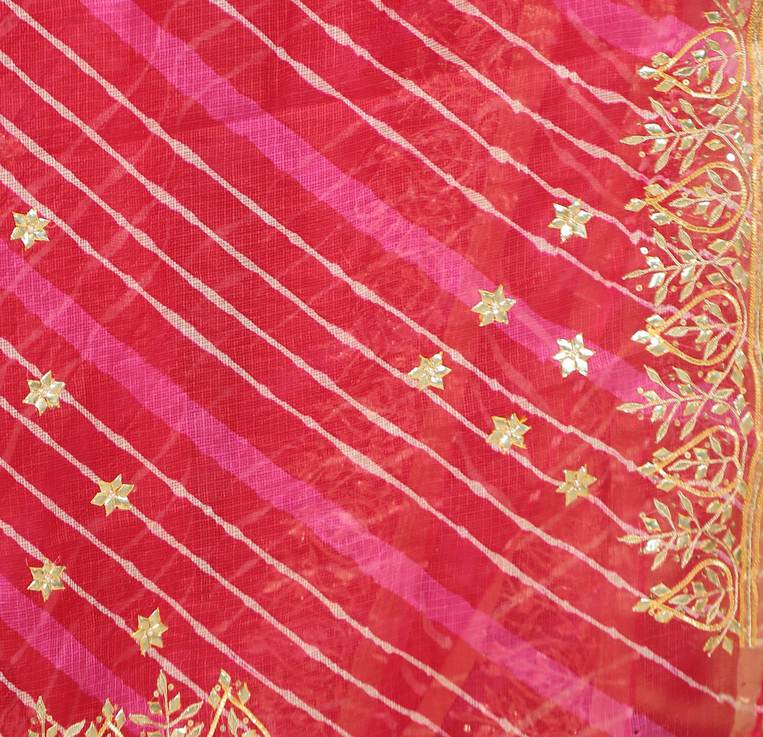 Leheriya kota silk Saree with Dori, Gota, Gota Patti, Sequins work.