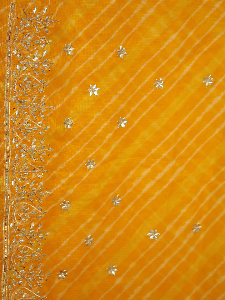kota Silk Saree with Dori, Gota, Gota Patti, Sequins work.