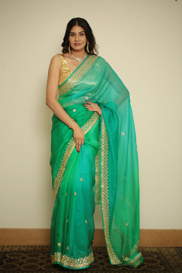 kota silk Saree with Dori, Gota, Gota Patti, Sequins work.