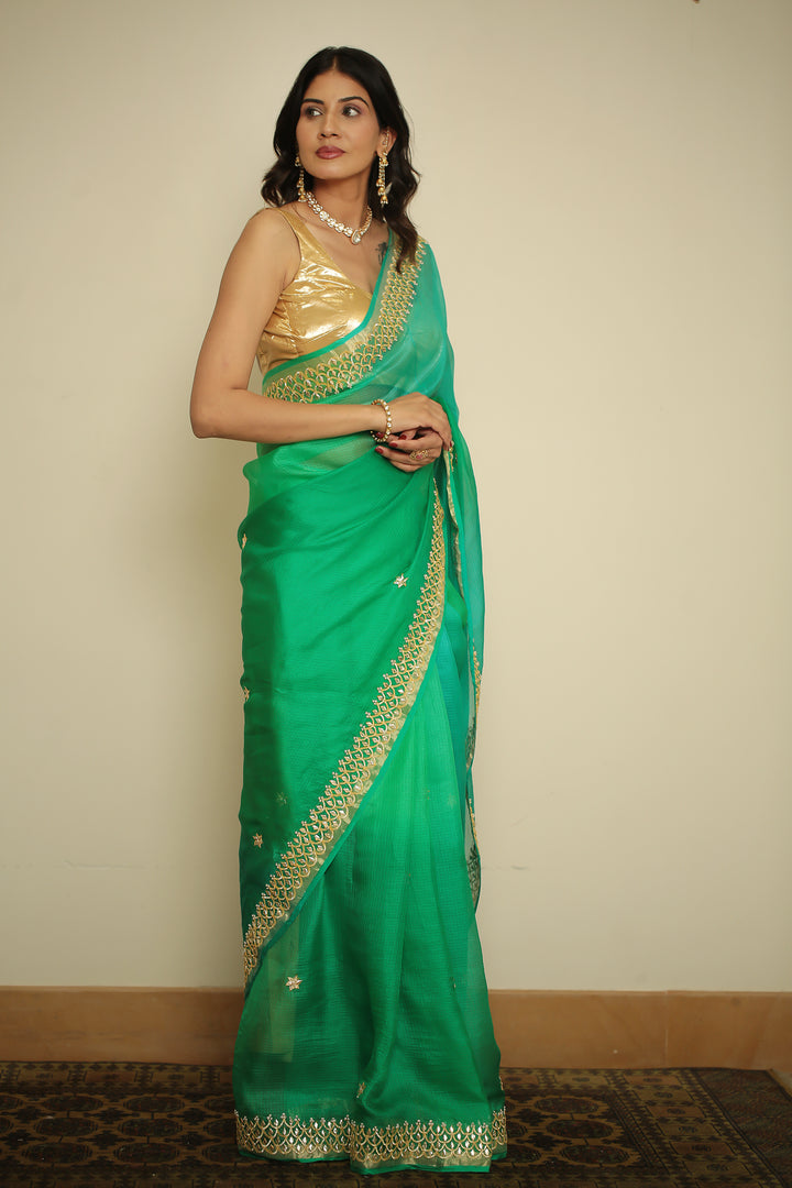 kota silk Saree with Dori, Gota, Gota Patti, Sequins work.
