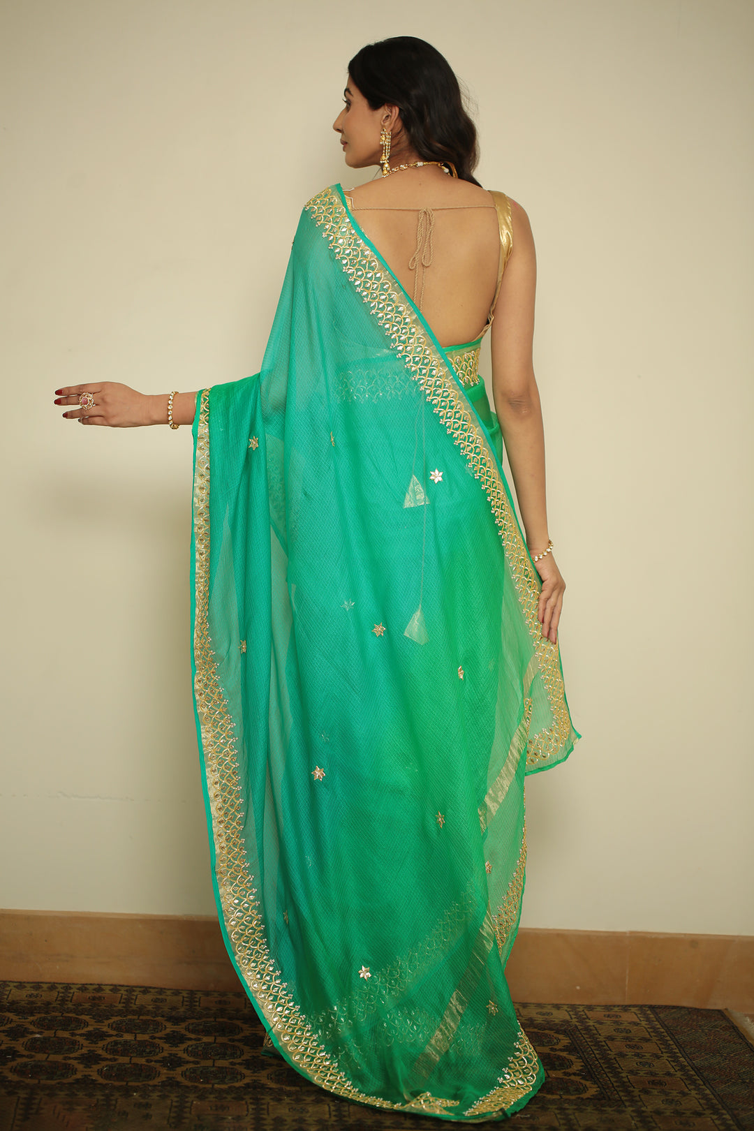 kota silk Saree with Dori, Gota, Gota Patti, Sequins work.