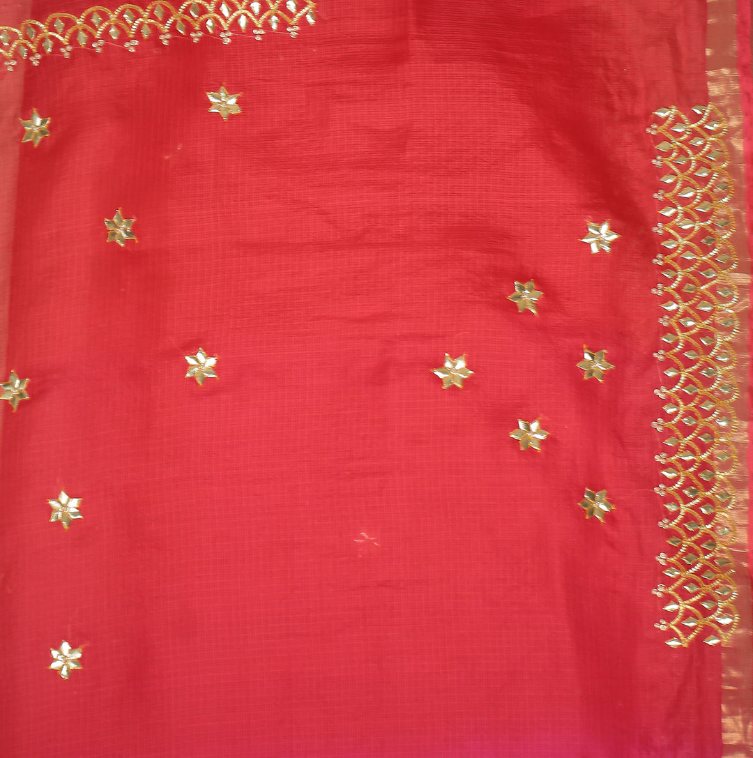 kota silk Saree with Dori, Gota, Gota Patti, Sequins work.