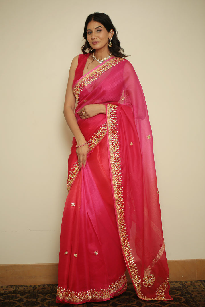 kota silk Saree with Dori, Gota, Gota Patti, Sequins work.