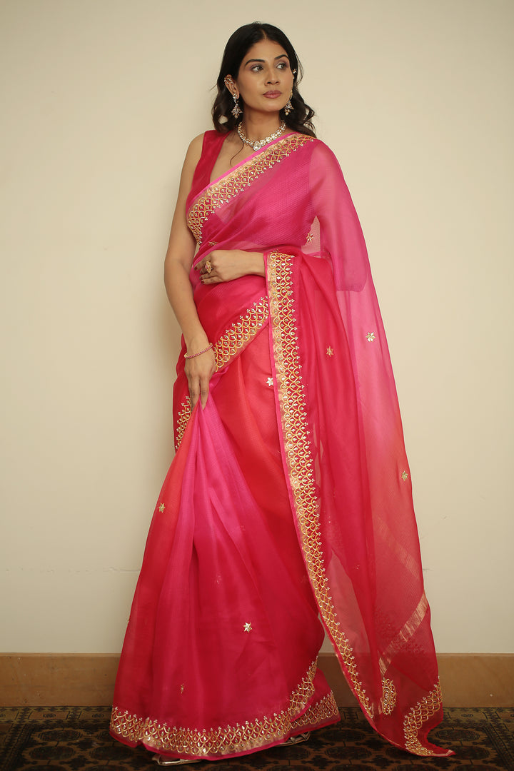 kota silk Saree with Dori, Gota, Gota Patti, Sequins work.