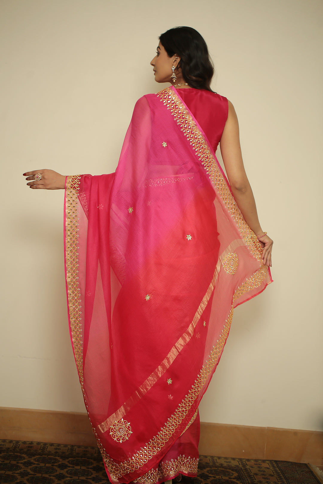 kota silk Saree with Dori, Gota, Gota Patti, Sequins work.