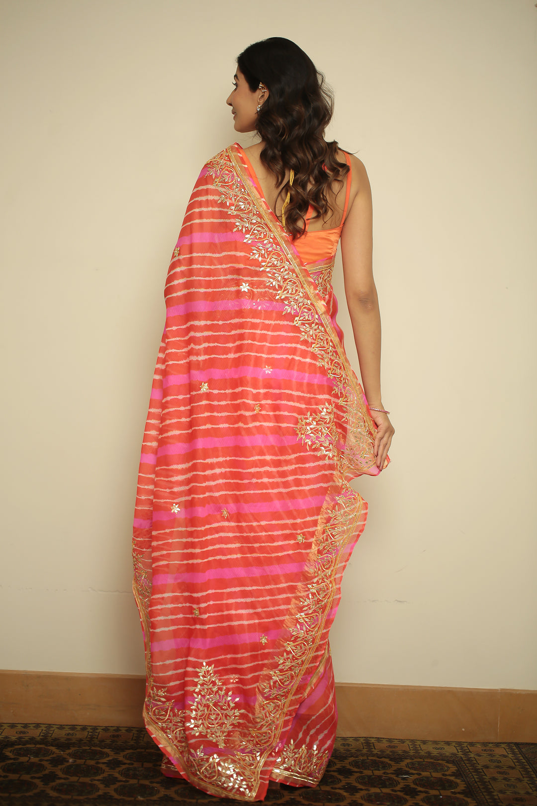 kota silk Saree with Aari, Gota Patti, Zari work.