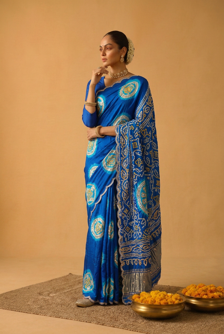 Bandhej Gajji Silk Saree