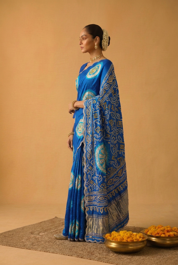 Bandhej Gajji Silk Saree