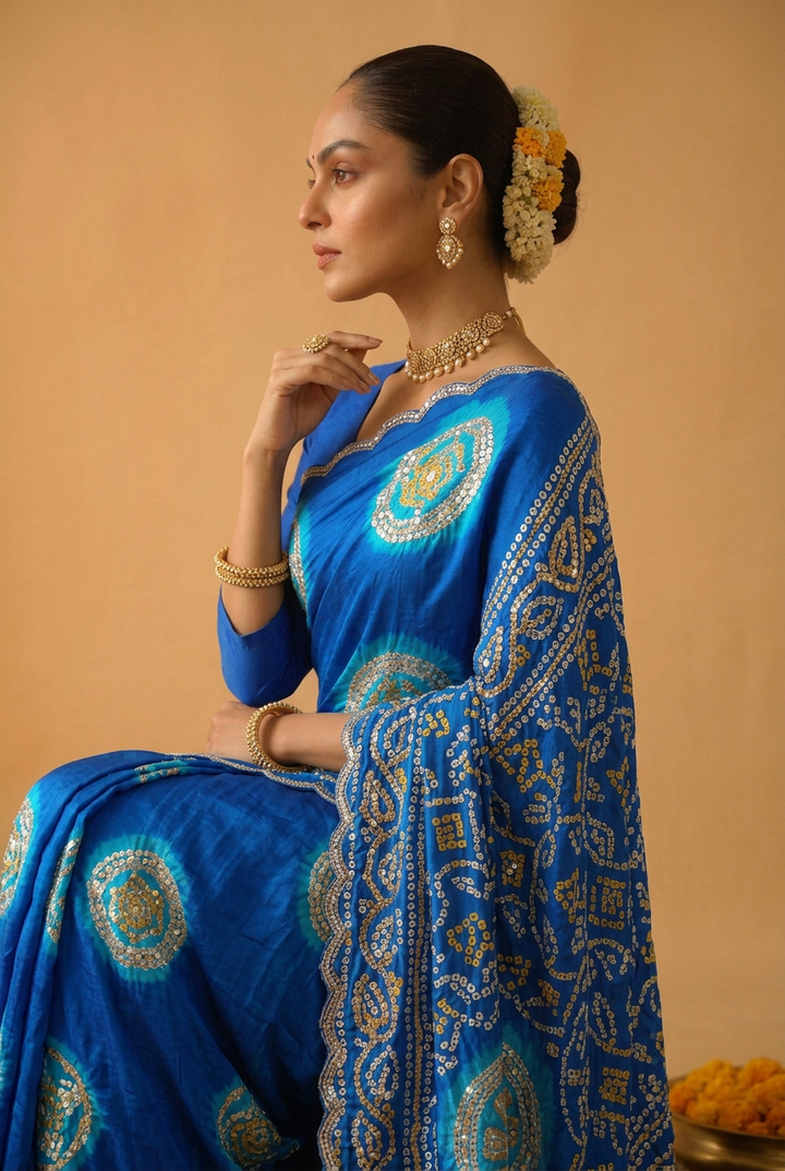Bandhej Gajji Silk Saree