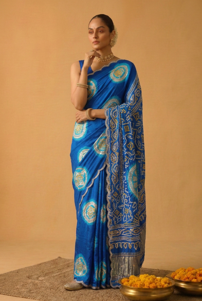 Bandhej Gajji Silk Saree