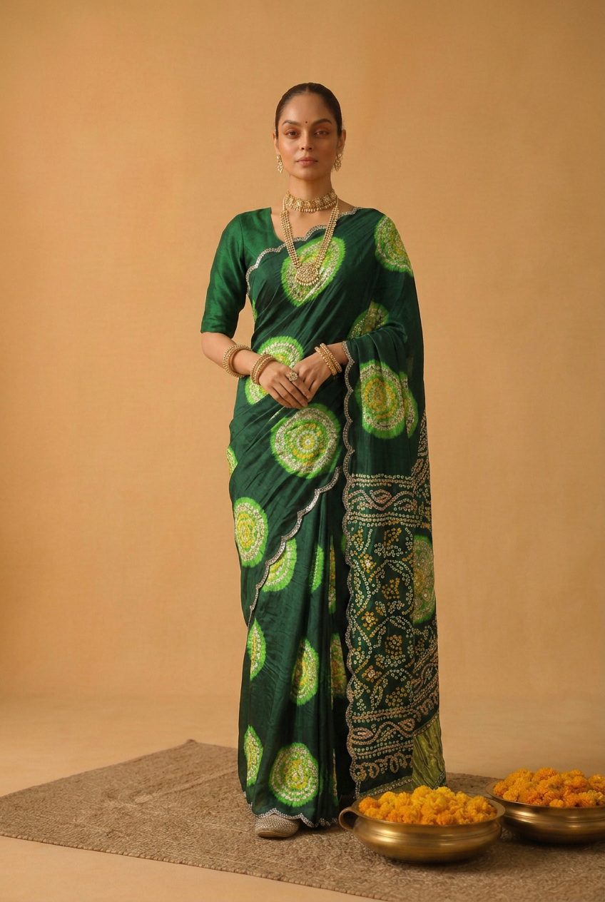 Bandhej Gajji Silk Saree