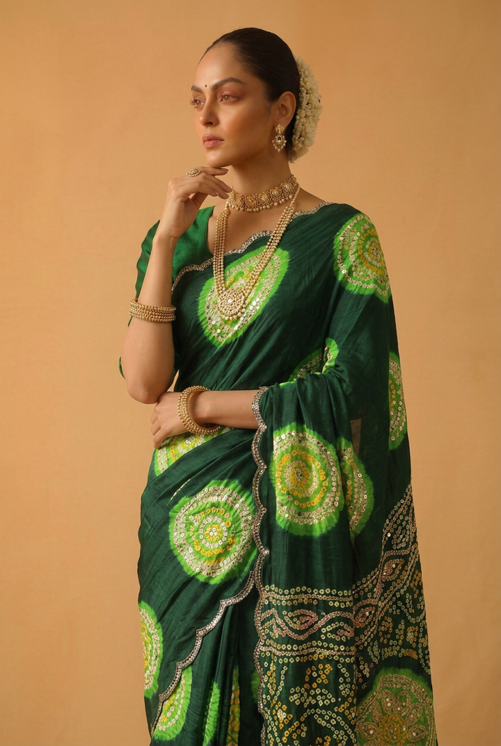 Bandhej Gajji Silk Saree
