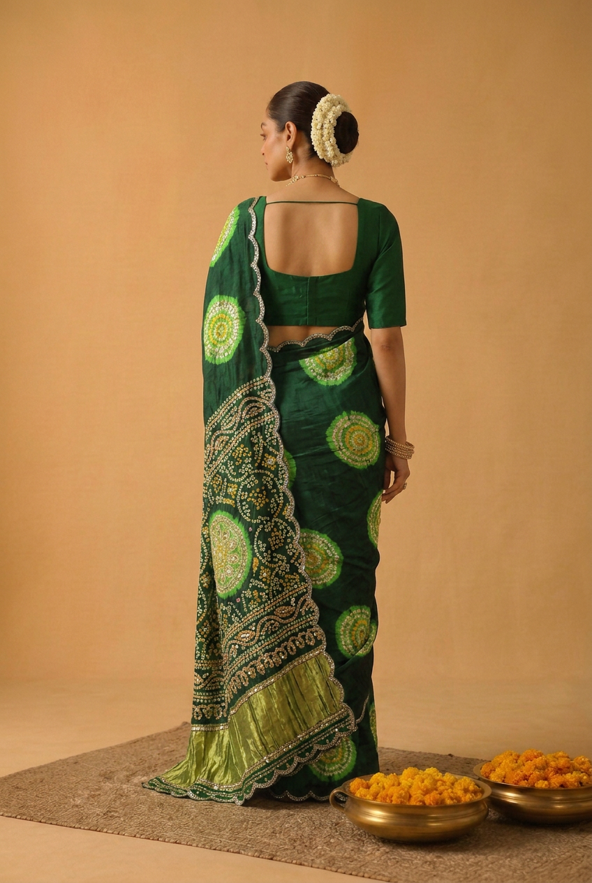 Bandhej Gajji Silk Saree