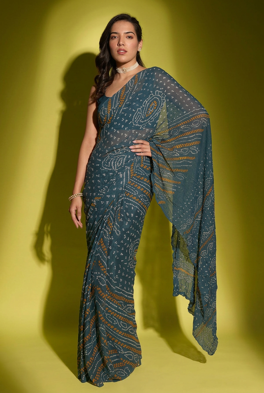 Bandhej Georgette Saree