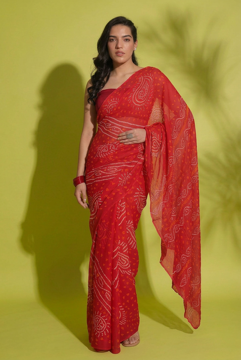 Bandhej Georgette Saree