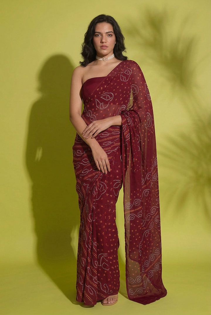 Bandhej Georgette Saree