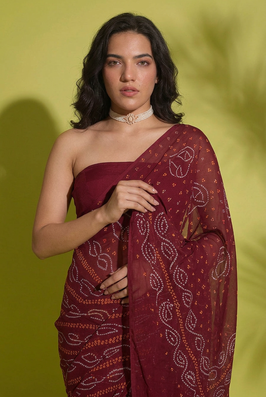 Bandhej Georgette Saree