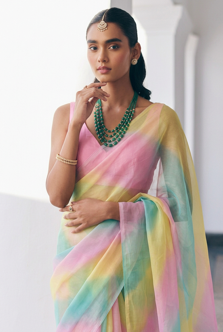 Pachranga Organza Leheriya Saree