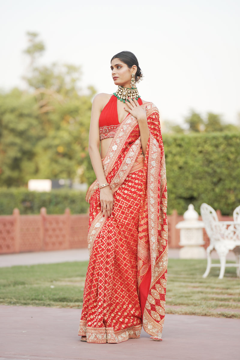 Pure Khaddi Georgette Saree with Silver Coin Work