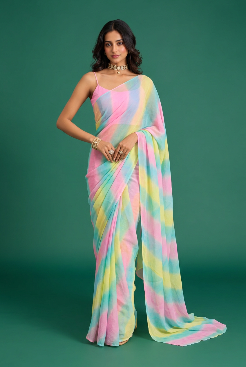 Leheriya Chiffon Saree