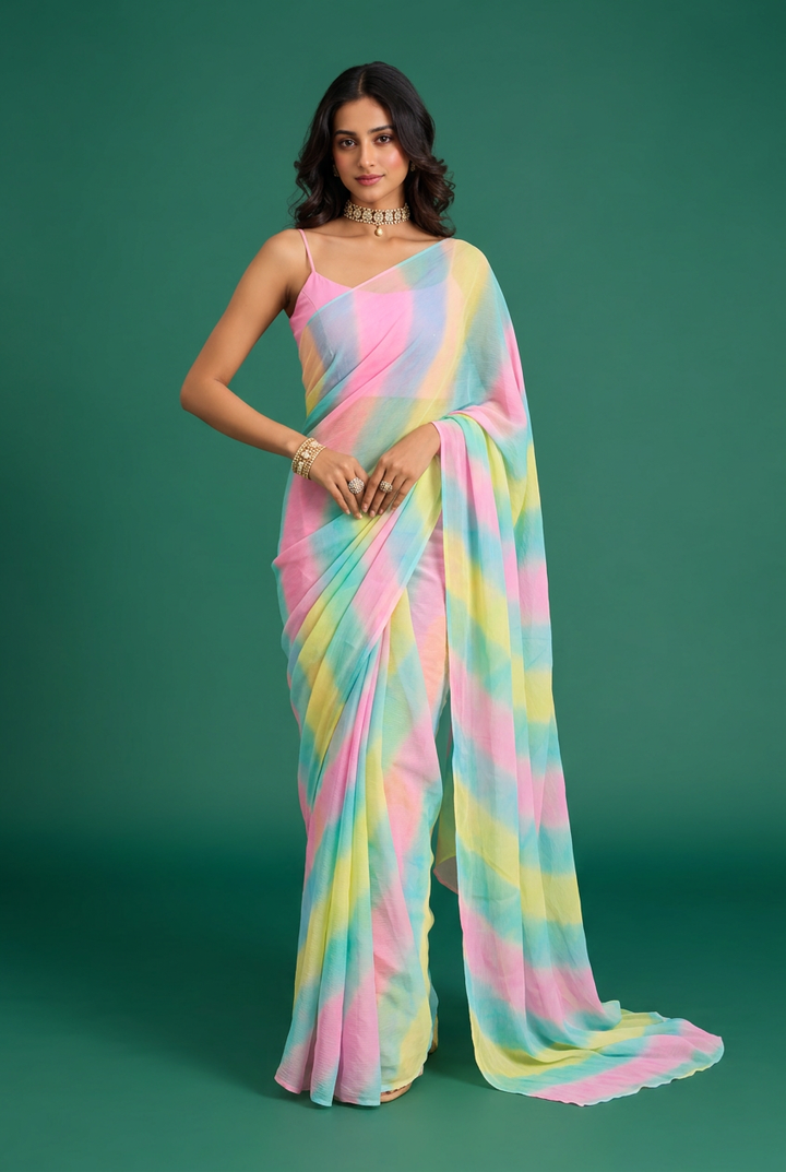 Leheriya Chiffon Saree