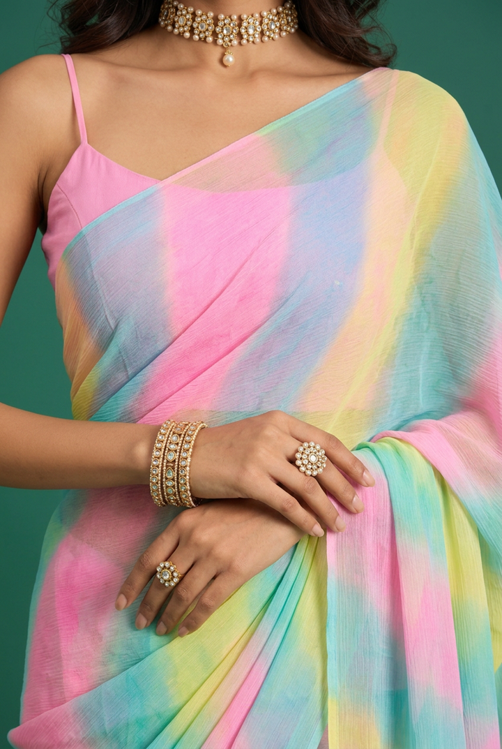 Leheriya Chiffon Saree