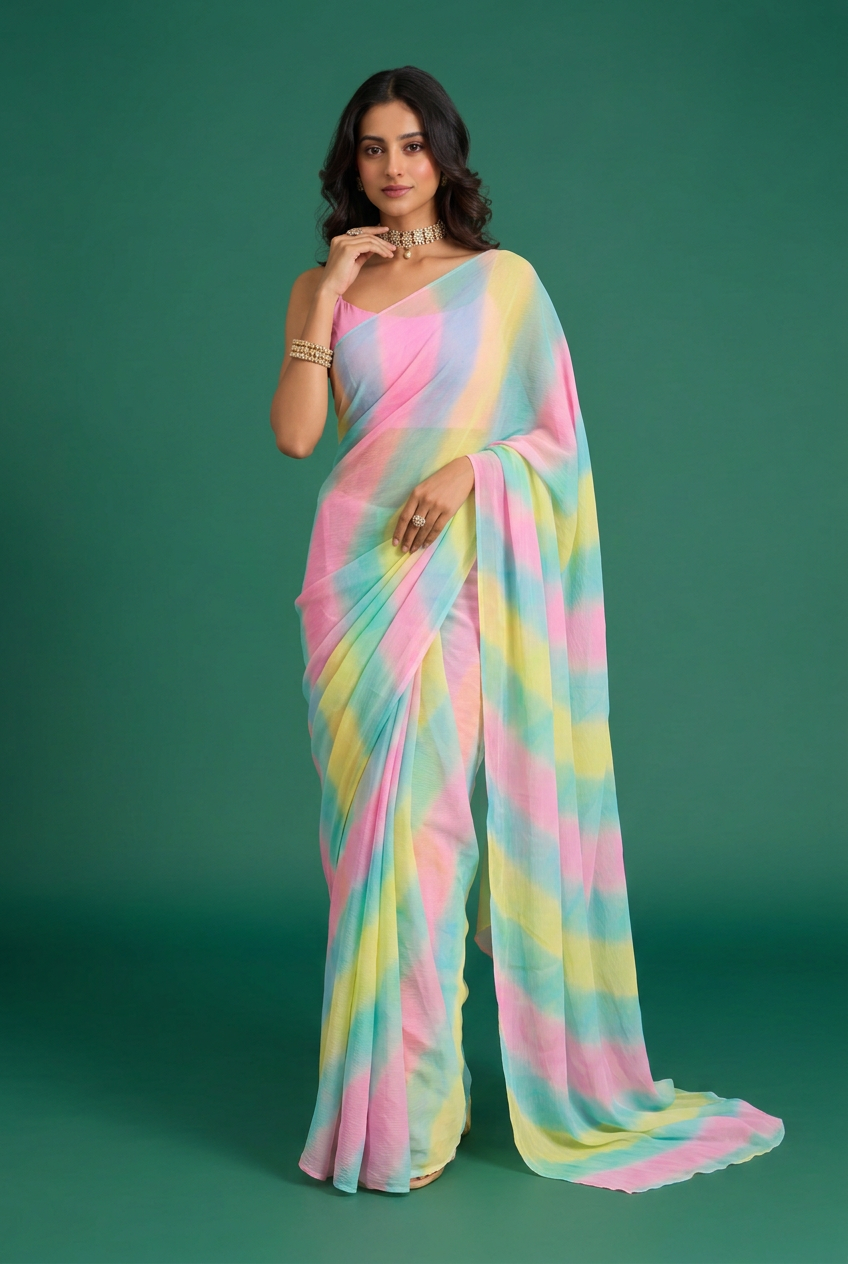 Leheriya Chiffon Saree