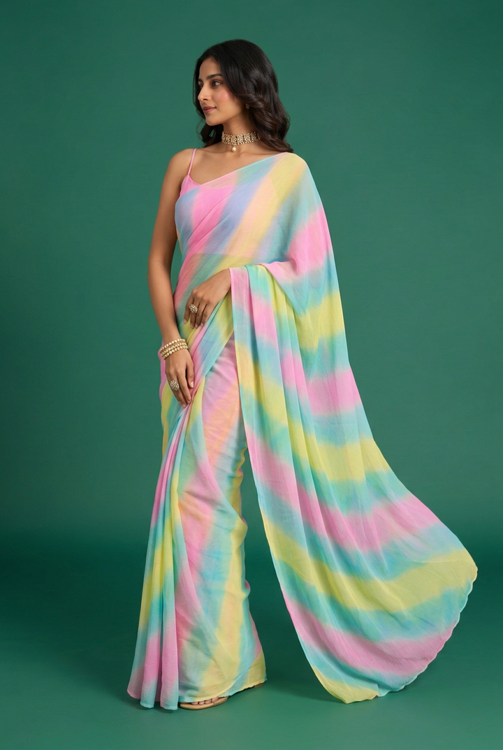 Leheriya Chiffon Saree