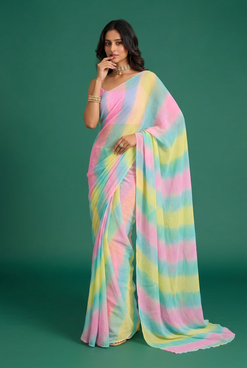 Leheriya Chiffon Saree