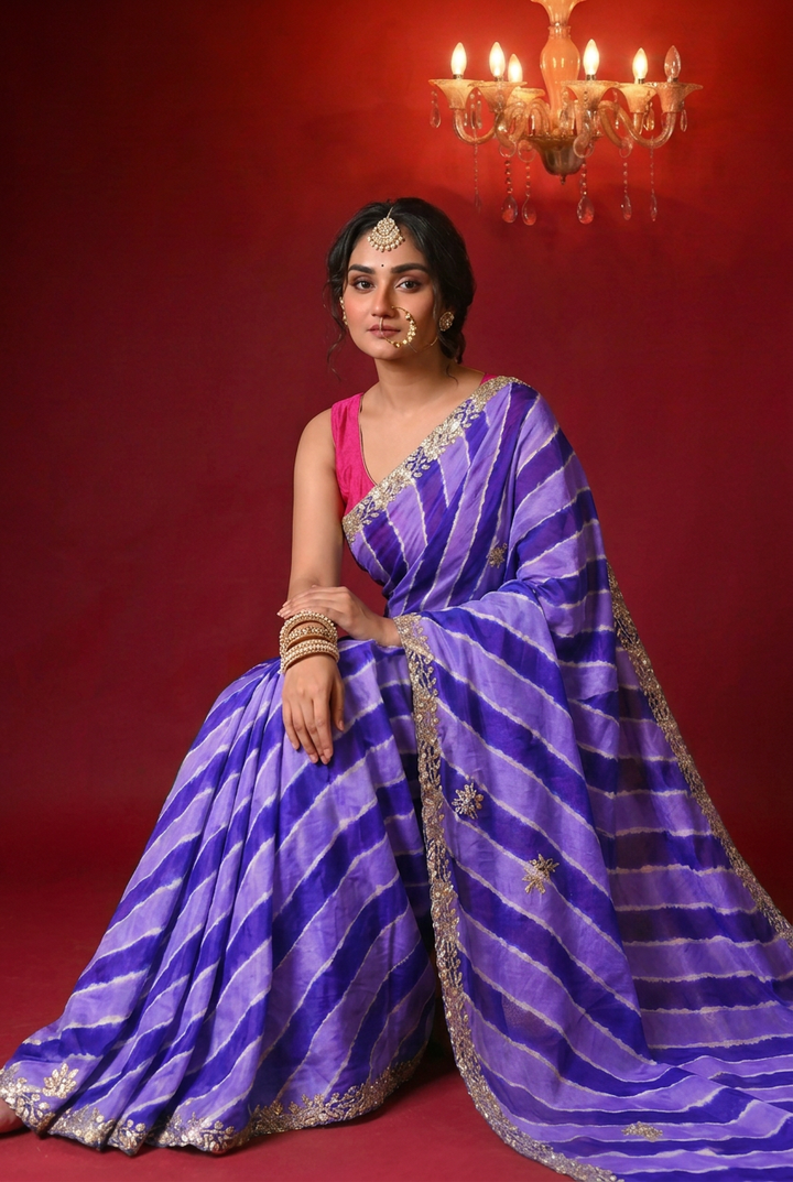 Tussar silk Saree with Gota Patti work.