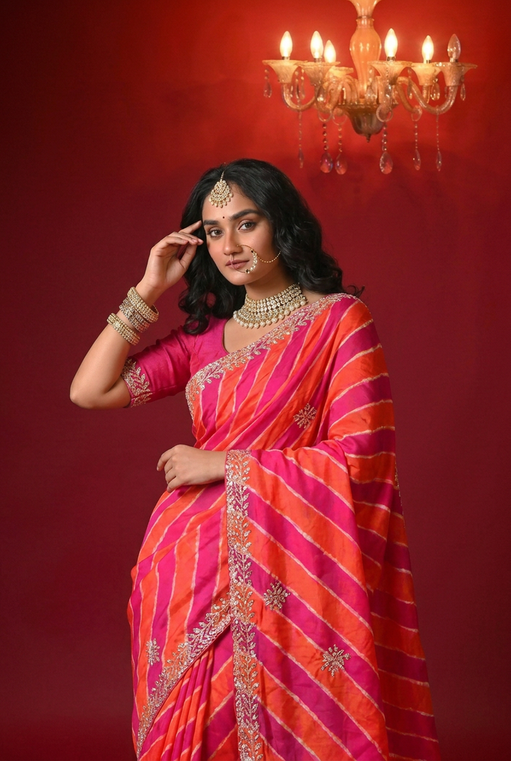 Tussar silk Saree with Gota Patti work.