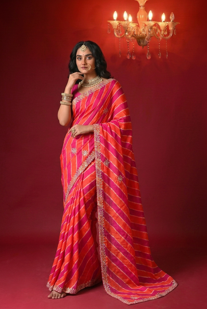 Tussar silk Saree with Gota Patti work.