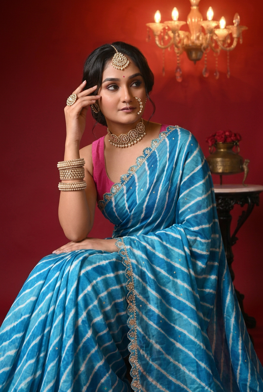 Tussar silk Saree with Gota Patti work.