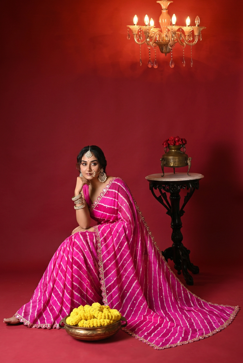 Tussar silk Saree with Gota Patti work.