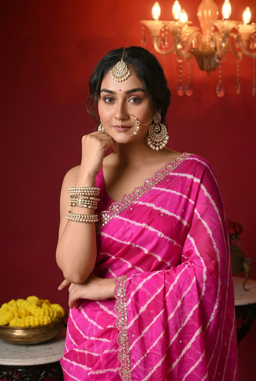 Tussar silk Saree with Gota Patti work.