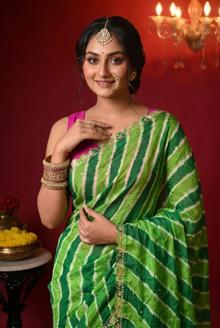 Tussar silk Saree with Gota Patti work.