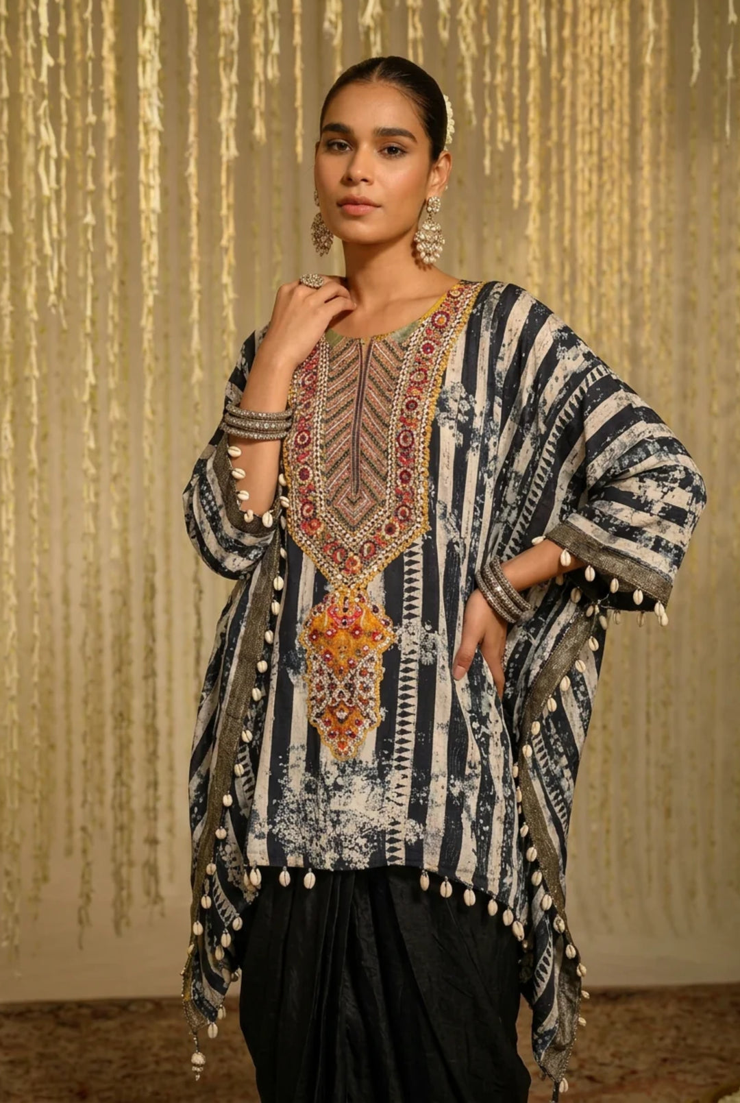 Embellished Crepe Silk kaftan