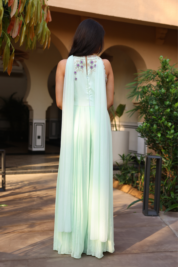 Green Georgette Indo Western