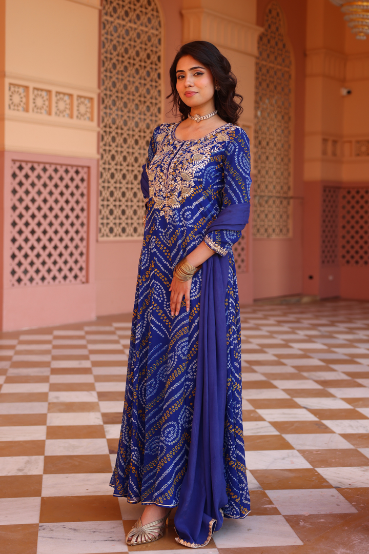 Georgette Suit Set with Dori, Gota Patti, Pearl, Sequins, Zardozi work.