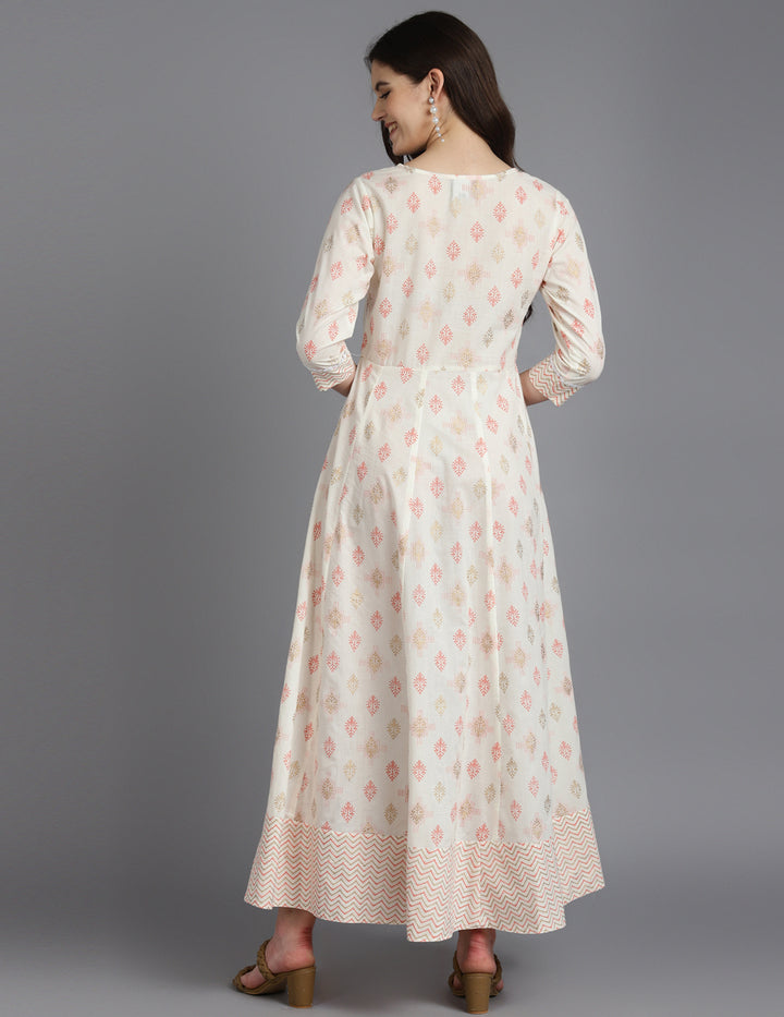 Printed A-Line Cotton Western Dress