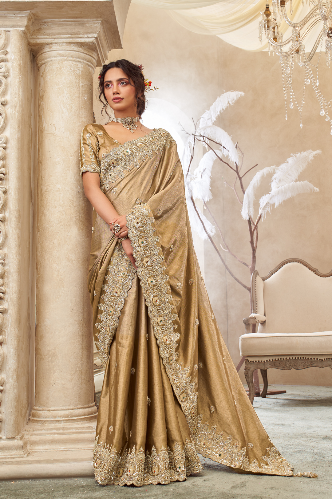 Premium Gold Tissue Saree