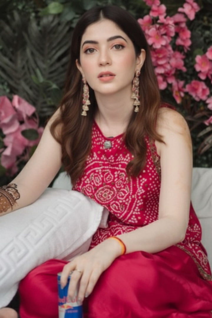 Silk Indowestern with Bandhej, Embellished  work.